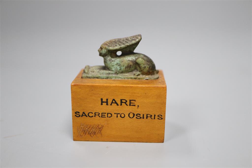 An Ancient Egyptian turquoise glazed faience Hare sacred to Osiris